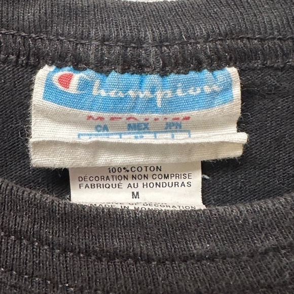 Vintage Champion Black Red Athletic Workout Training Tee Short Sleeve T Shirt - Picture 9 of 9